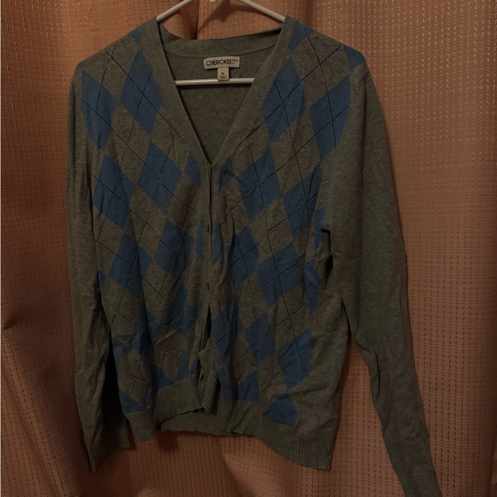 Cherokee Gray and Blue Knit Cardigan